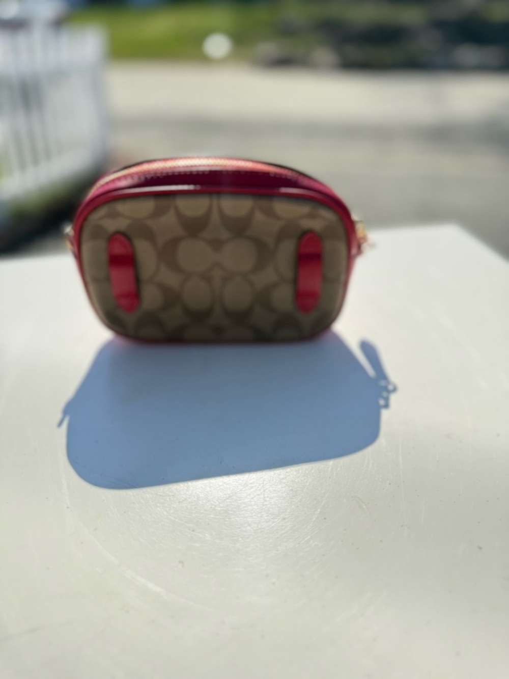Coach Signature Canvas Crossbody Belt bag in Brown and Red - Picture 3 of 10